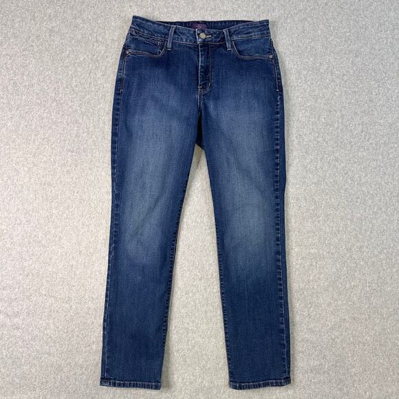 NYDJ Jeans Blue WMNS 8 Slim Fit Boyfriend Denim Lift Tuck Technology High Rise - Picture 1 of 13